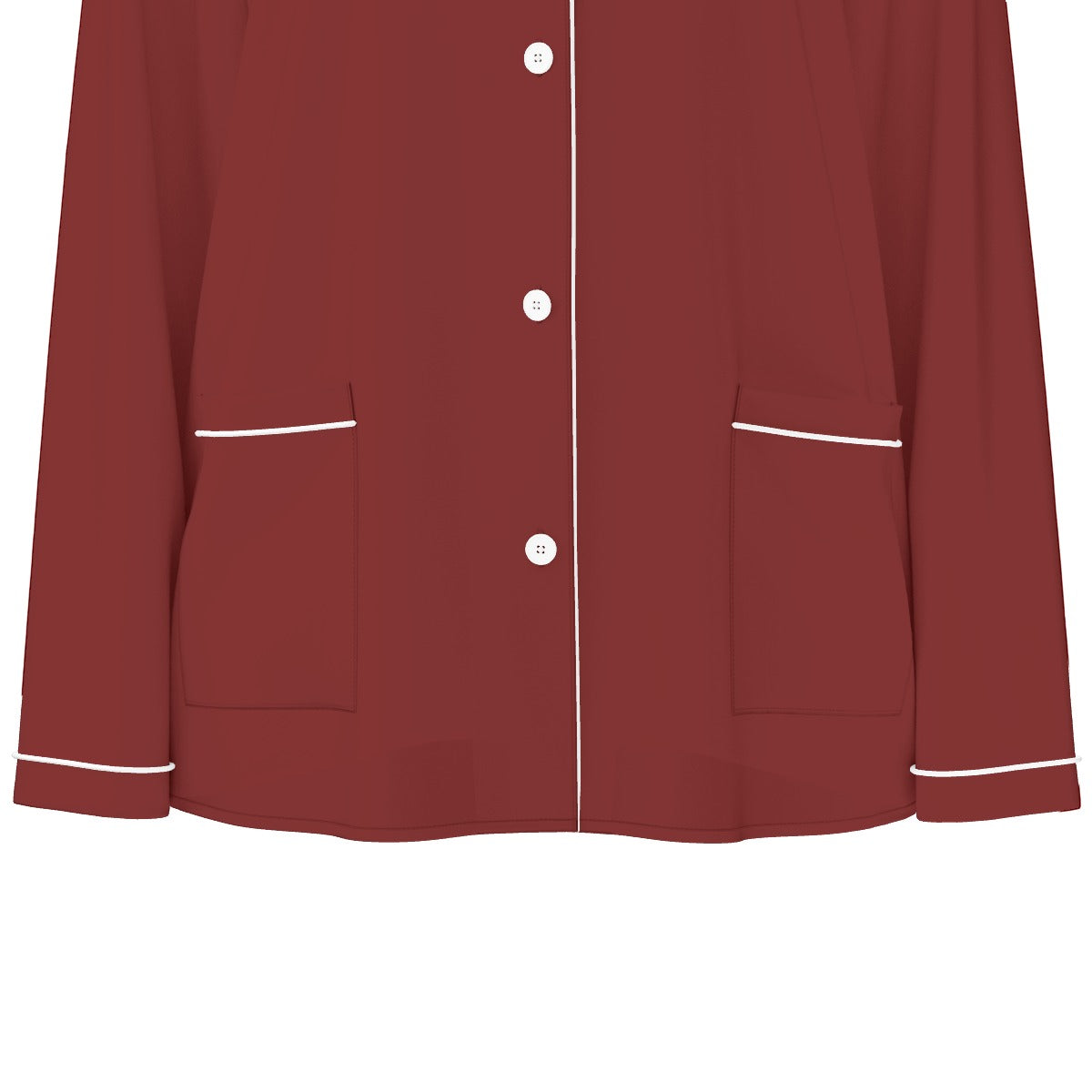 All-Over Print Women's Long Sleeve Pajama Set With White Contrast Piping