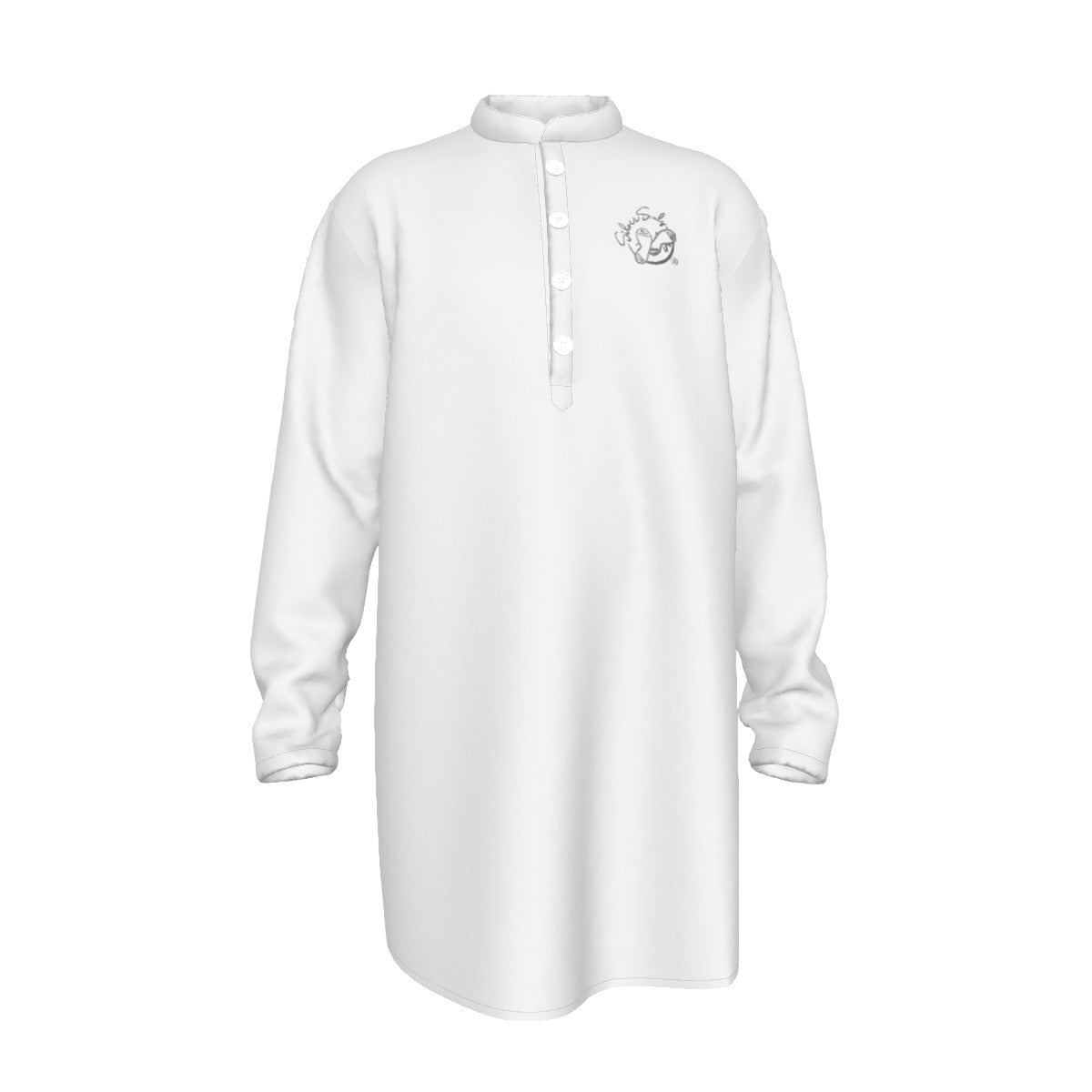 All-Over Print Men's Stand-up Collar Long Shirt