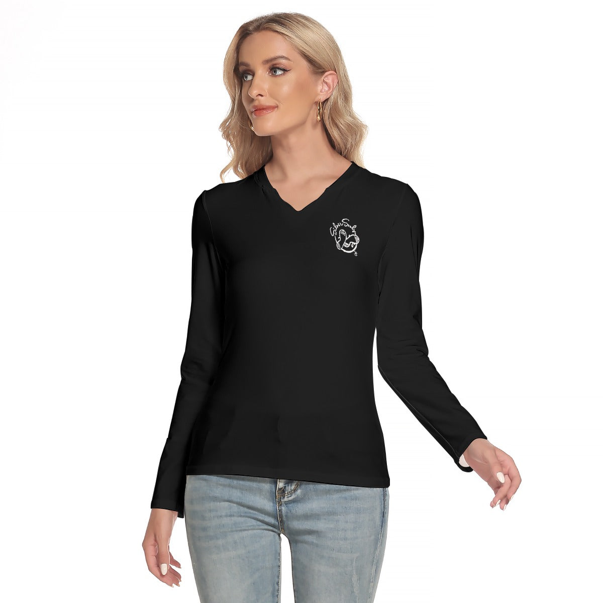 All-Over Print Women's V-Neck Long Sleeves T-Shirt