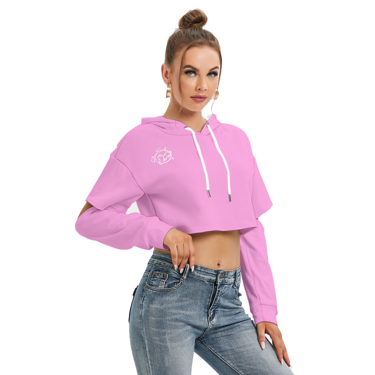 All-Over Print Women's Heavy Fleece Hoodie With Hollow Out Sleeve