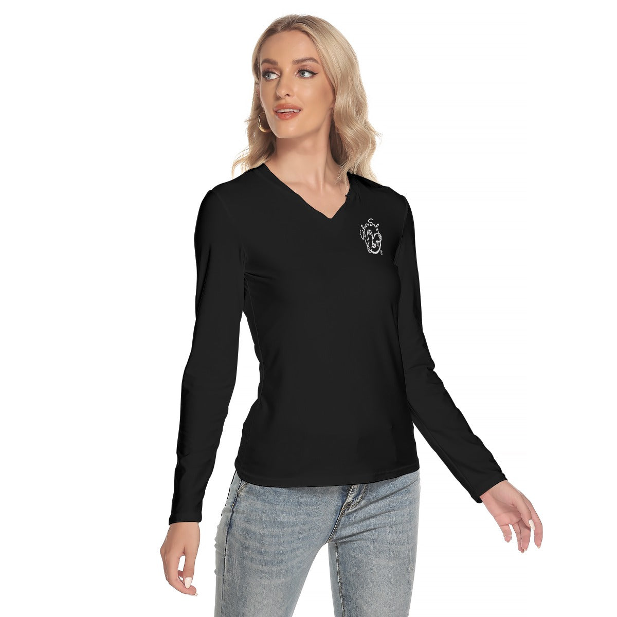 All-Over Print Women's V-Neck Long Sleeves T-Shirt