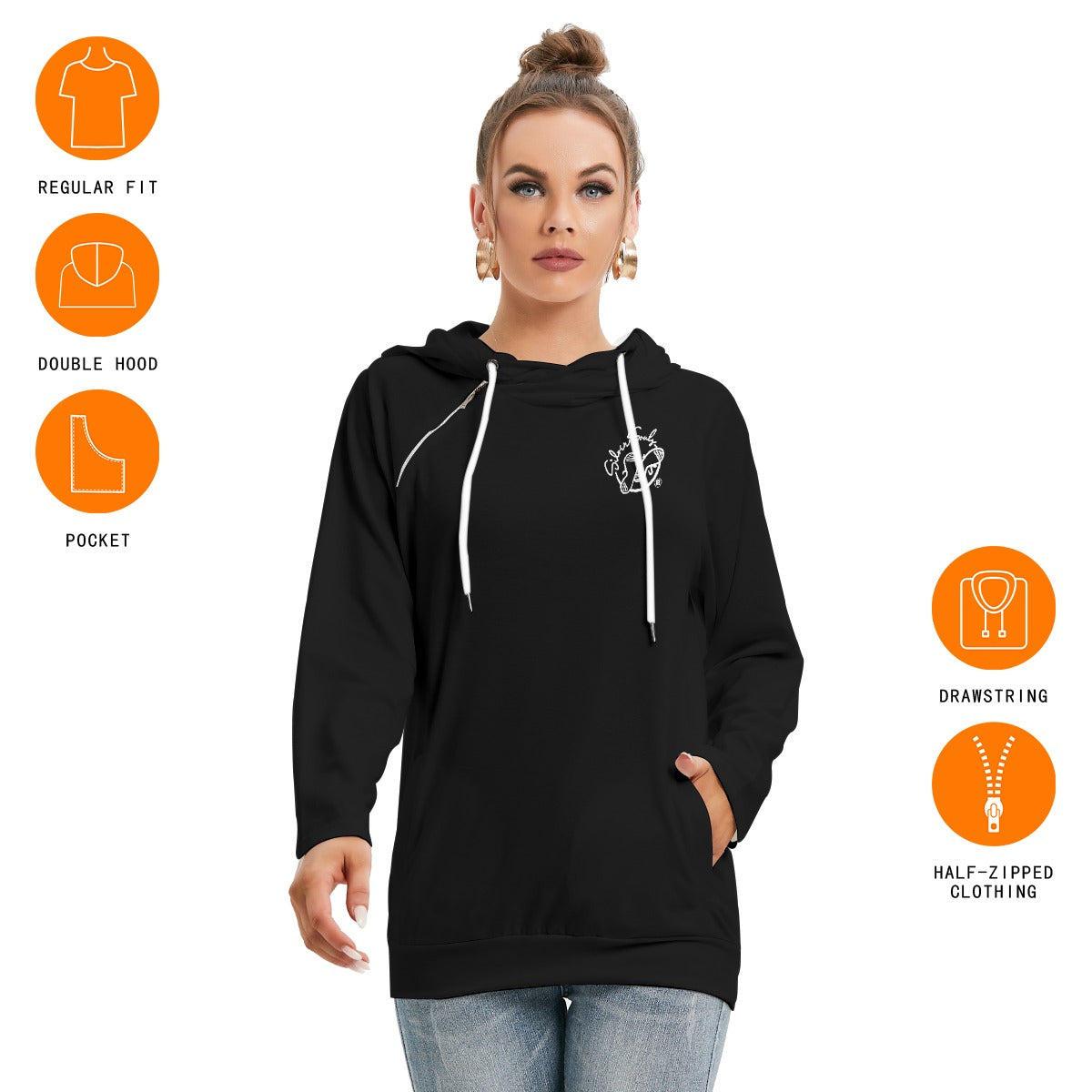 All-Over Print Women's Hoodie With Double Hood