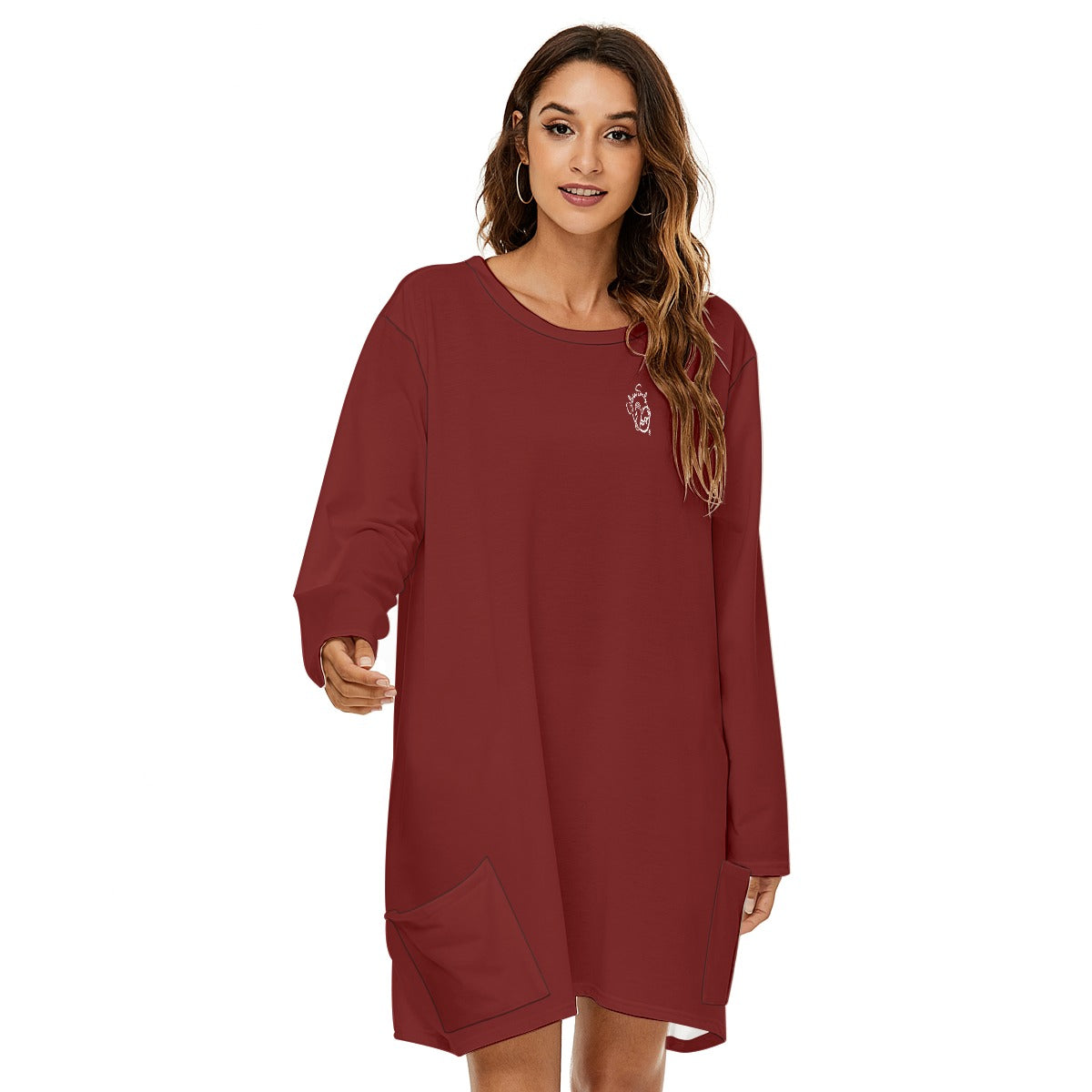 All-Over Print Women's Loose Crew Neck Dress