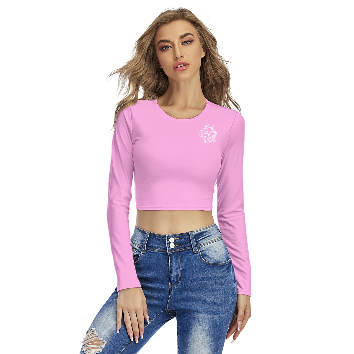 All-Over Print Women's Round Neck Crop Top T-Shirt
