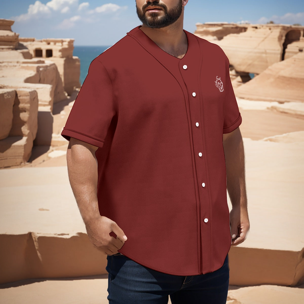 All-Over Print Men's Short Sleeve Baseball Jersey With Pinstripes