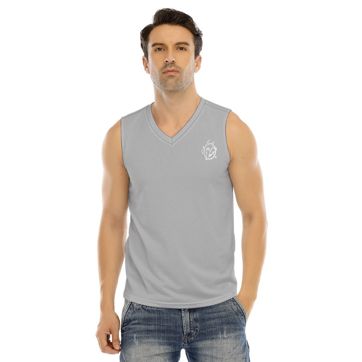 All-Over Print Men's V-neck Tank Top