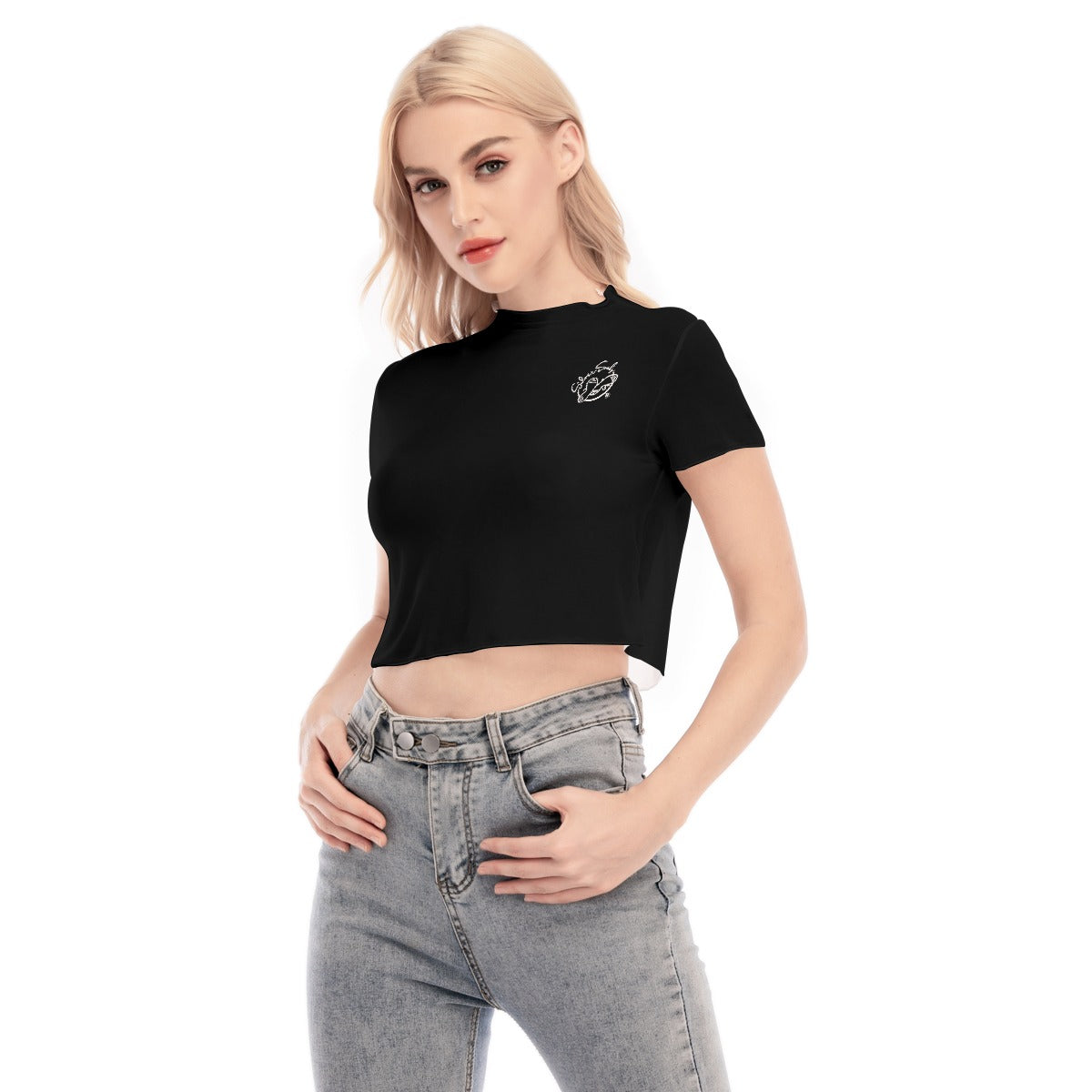 All-Over Print Women's Short Sleeves Mesh Crop Top