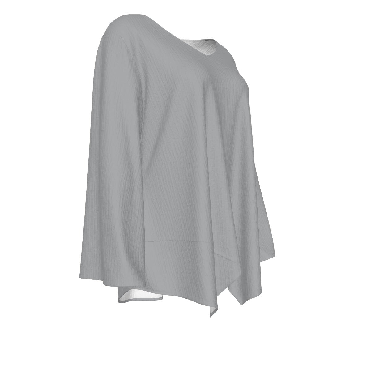 All-Over Print Women's V-neck T-shirt With Irregular Hem