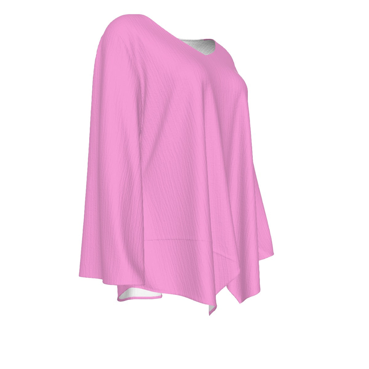 All-Over Print Women's V-neck T-shirt With Irregular Hem