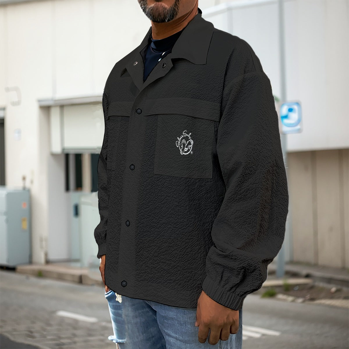 All-Over Print Men's Casual Lapel Jacket