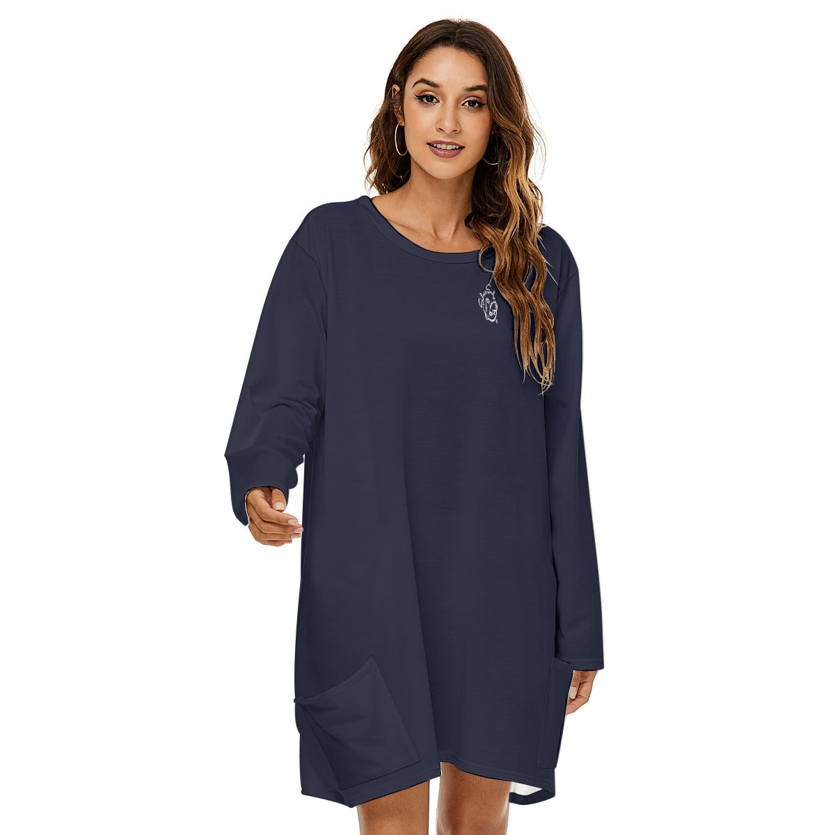 All-Over Print Women's Loose Crew Neck Dress