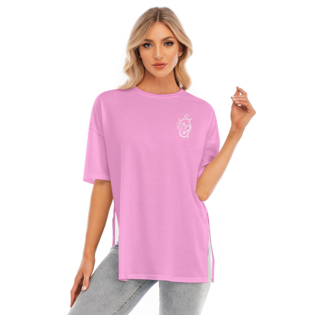 All-Over Print Women's Short Sleeves T-shirt With Hem Split