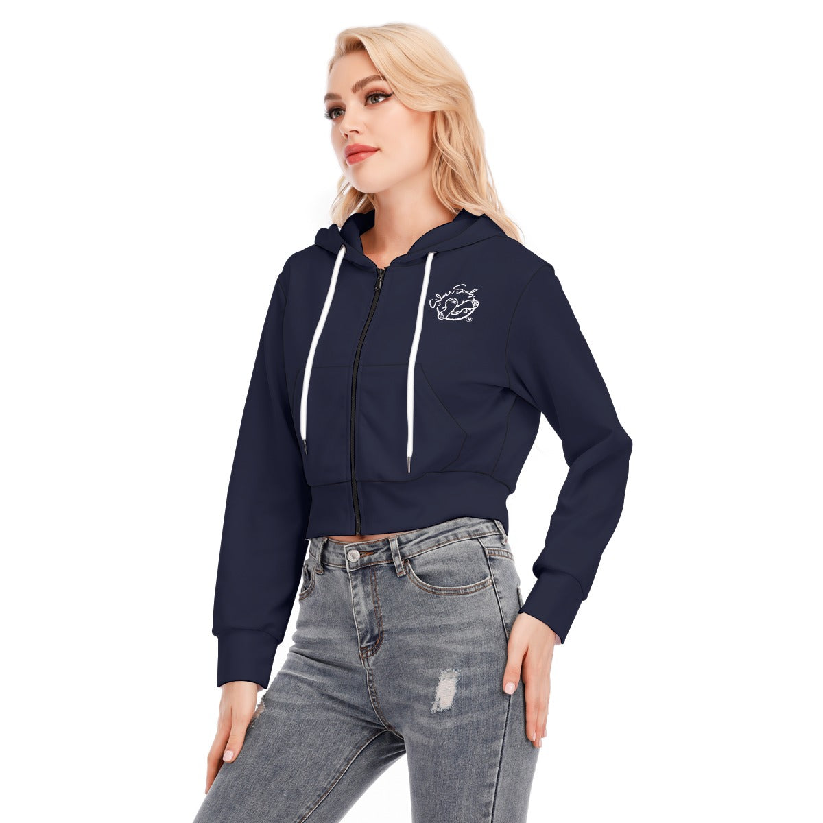 All-Over Print Women's Crop Top Hoodie With Zipper Closure