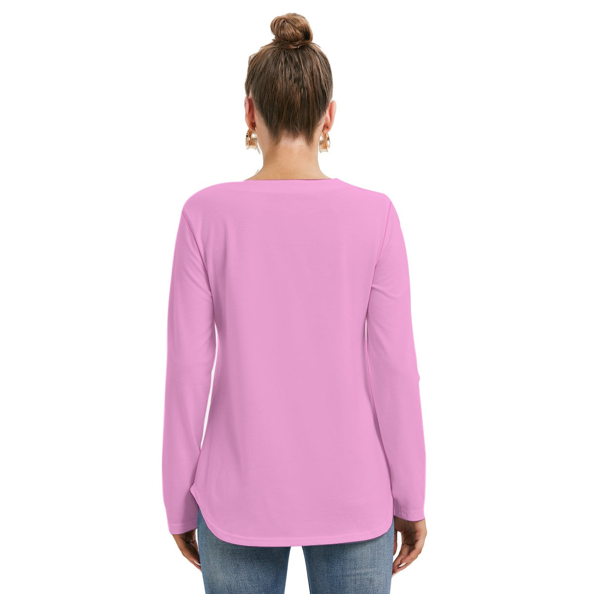All-Over Print Women's Long Sleeve Neckline Tie Sweatshirt