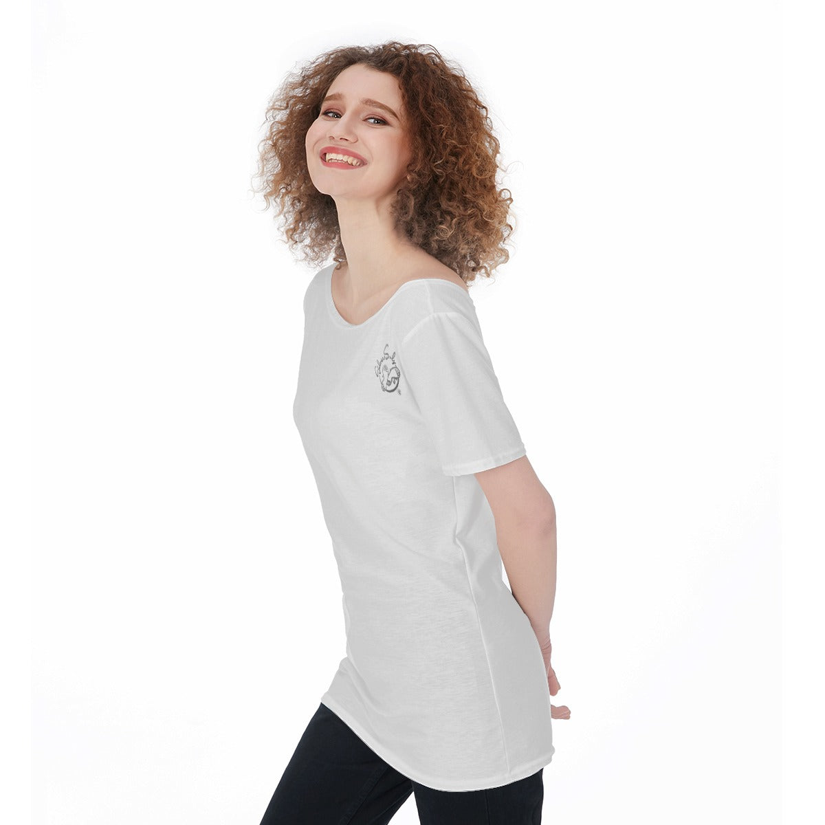All-Over Print Women's Large Off-Shoulder T-Shirt