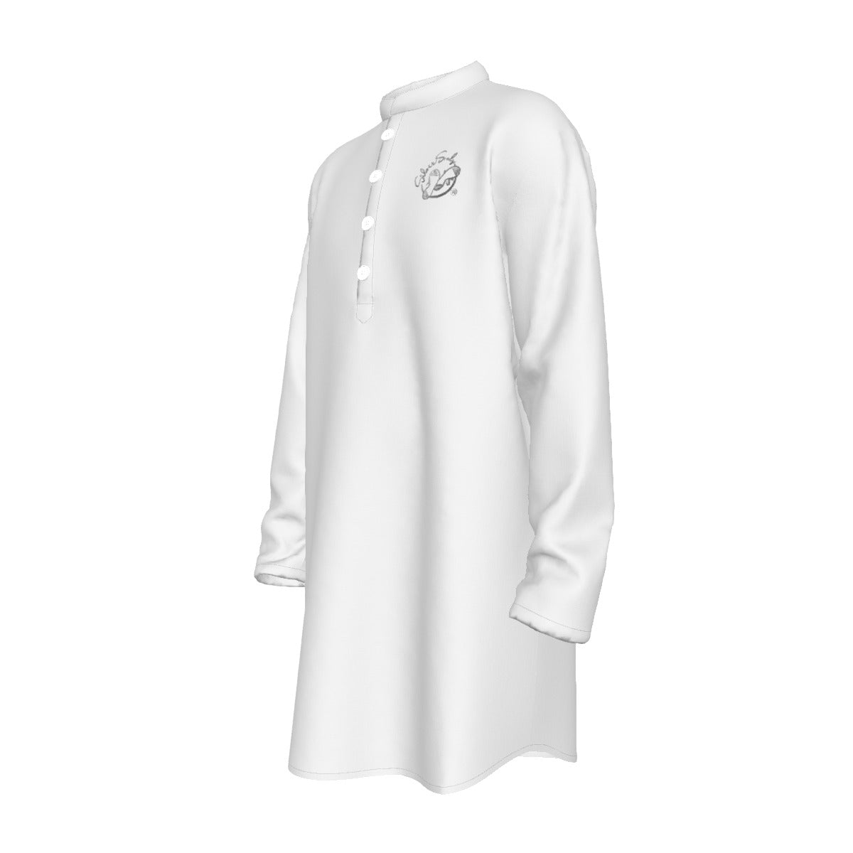 All-Over Print Men's Stand-up Collar Long Shirt