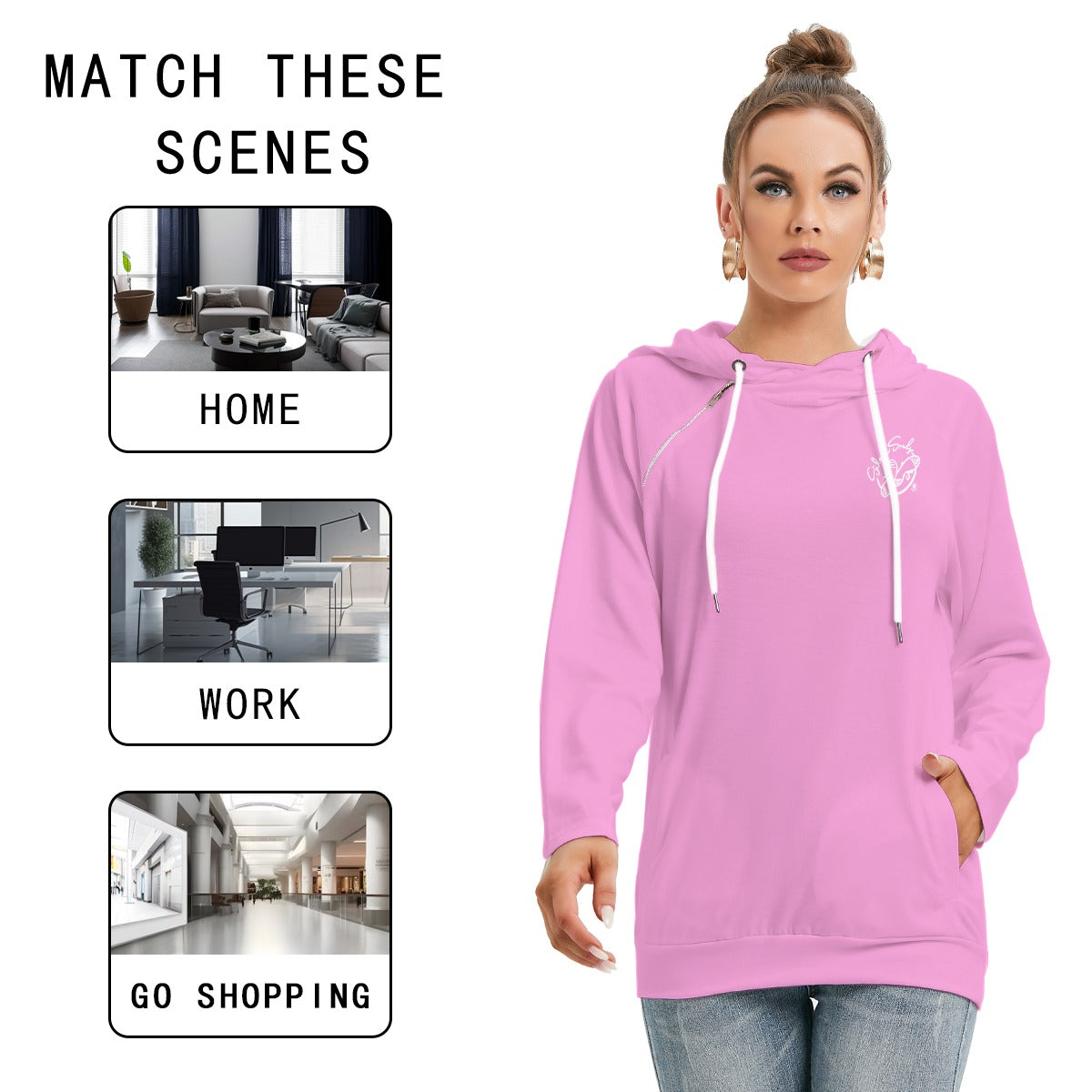 All-Over Print Women's Hoodie With Double Hood