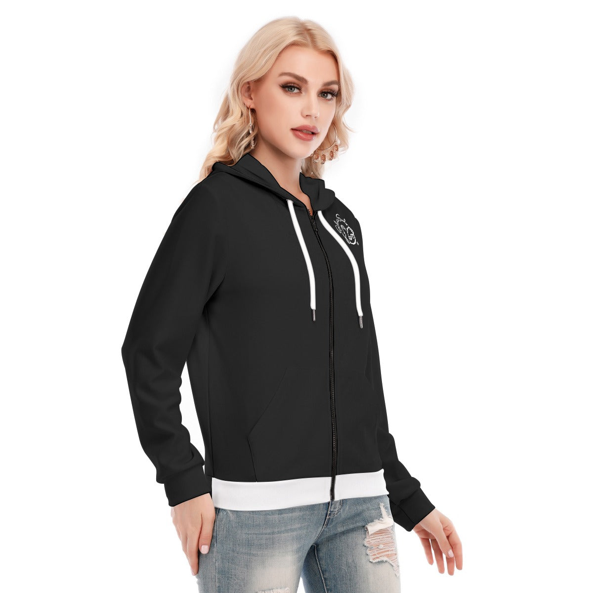 All-Over Print Women's Hoodie With Zipper