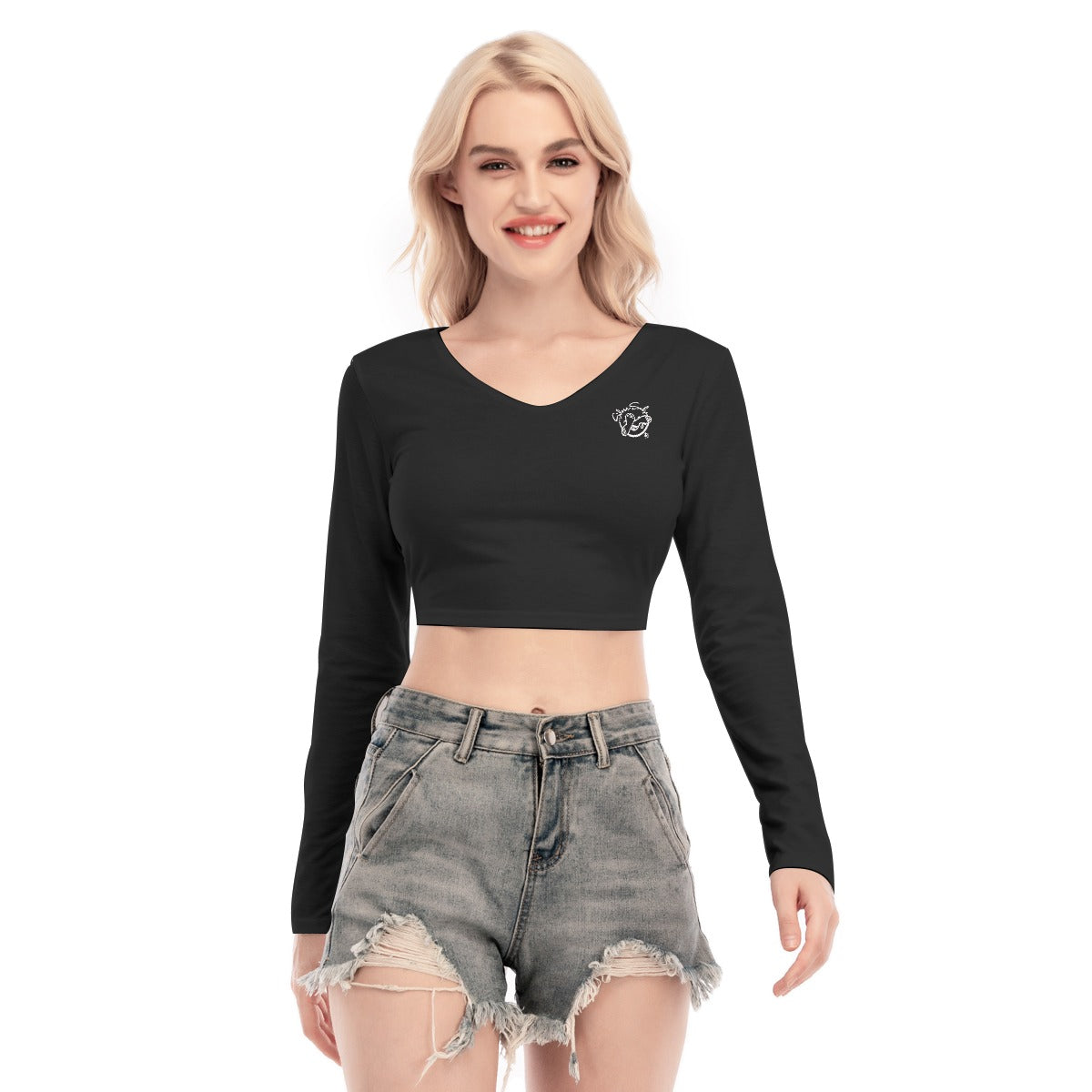All-Over Print Women's Back Hollow T-shirt With Strap