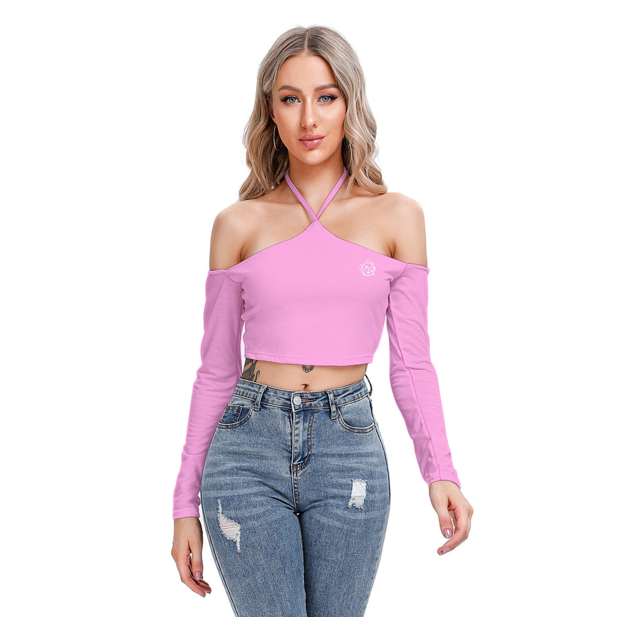 All-Over Print Women's Halter Lace-up Top