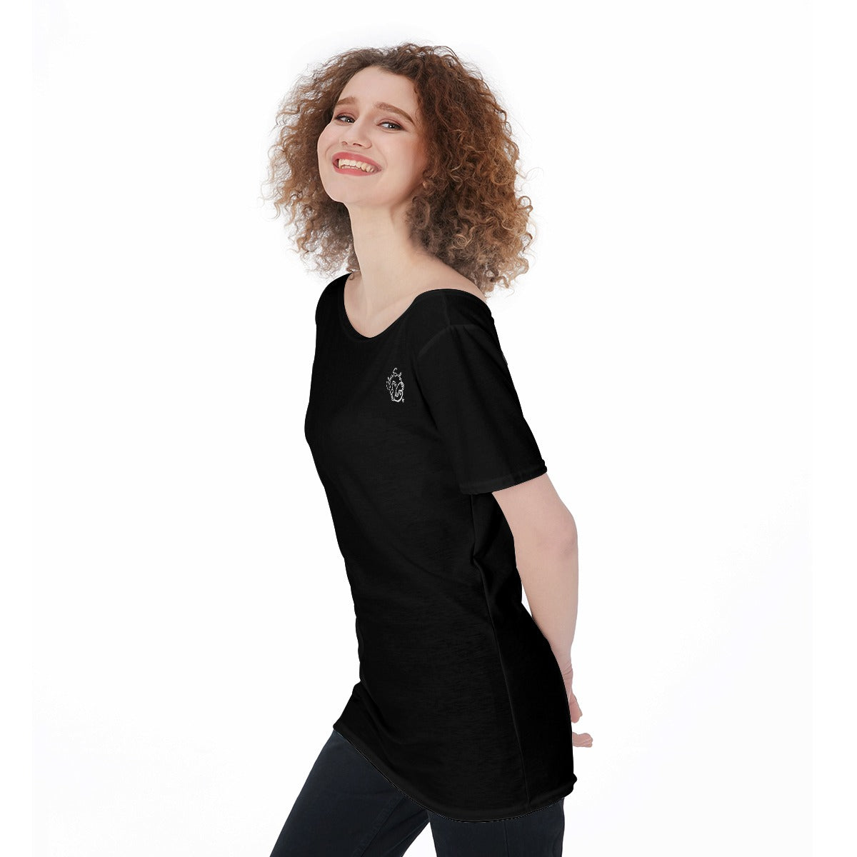 All-Over Print Women's Large Off-Shoulder T-Shirt