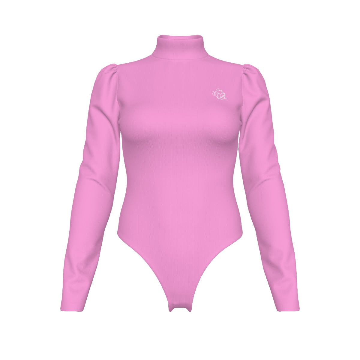 All-Over Women's Turtleneck Bodysuit With Puff Sleeve