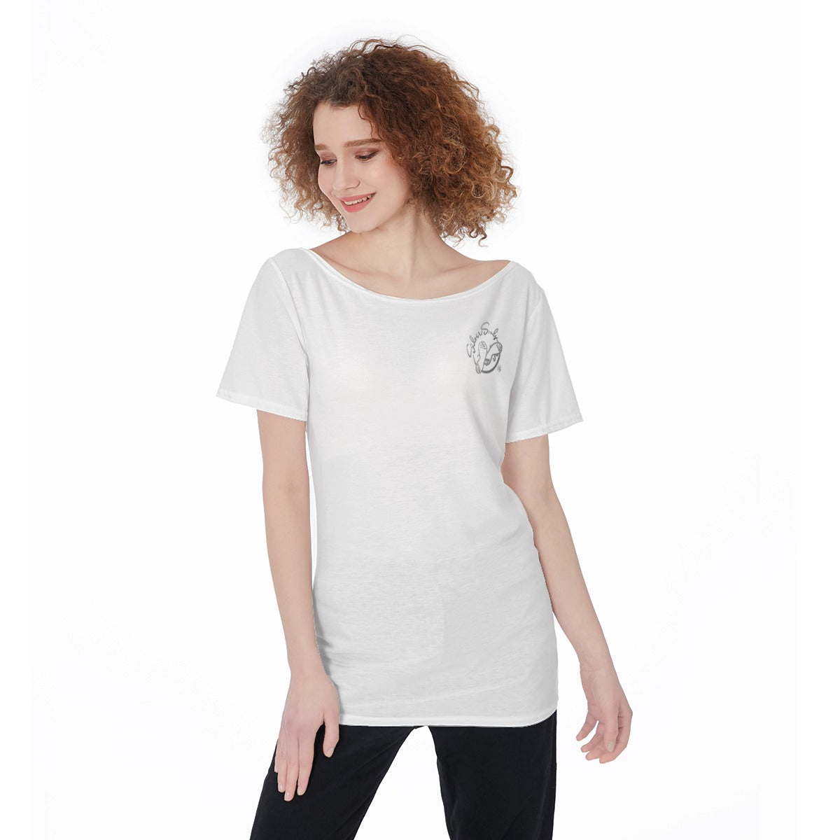 All-Over Print Women's Large Off-Shoulder T-Shirt