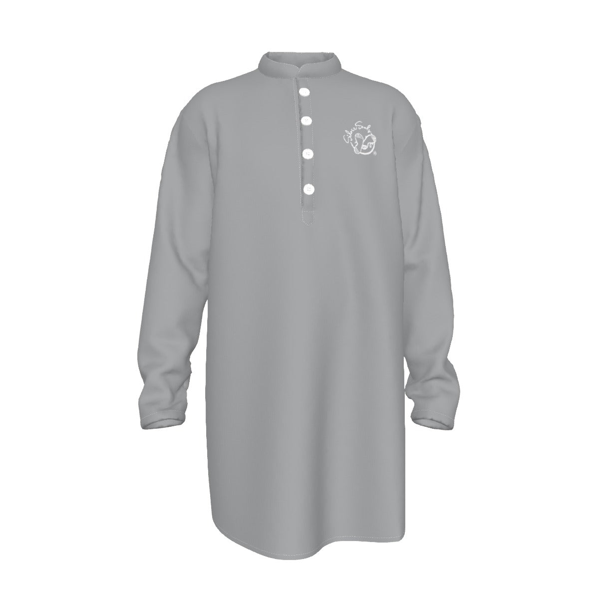 All-Over Print Men's Stand-up Collar Long Shirt