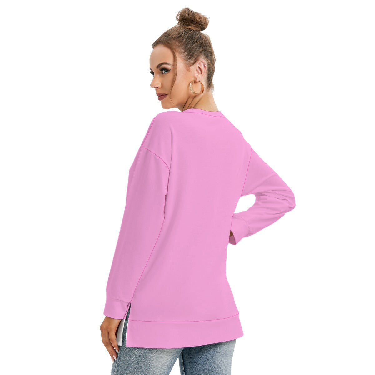 All-Over Print Women's Side Split O-neck Sweatshirt