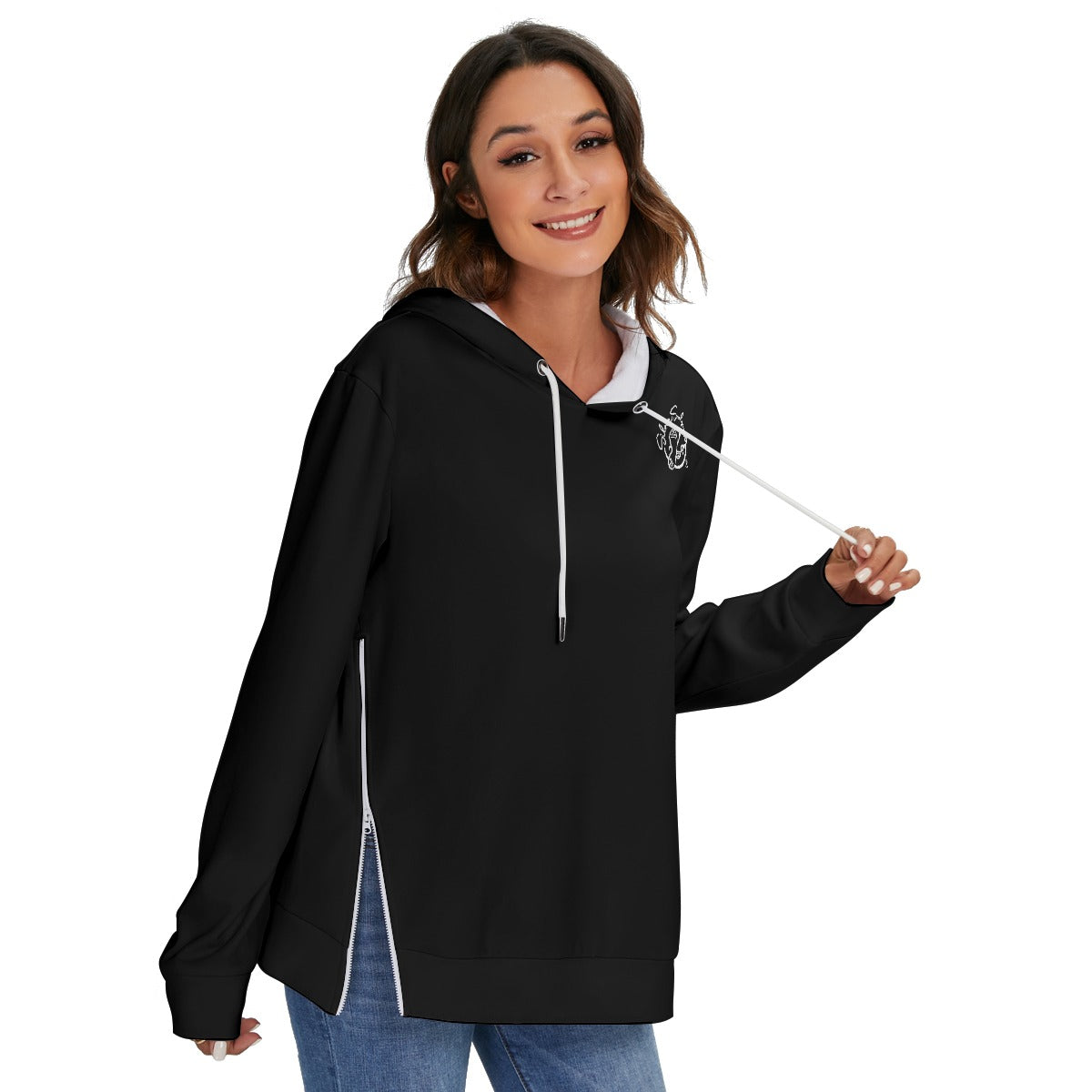 All-Over Print Women's Heavy Fleece Zip-on-the-Side Hoodie