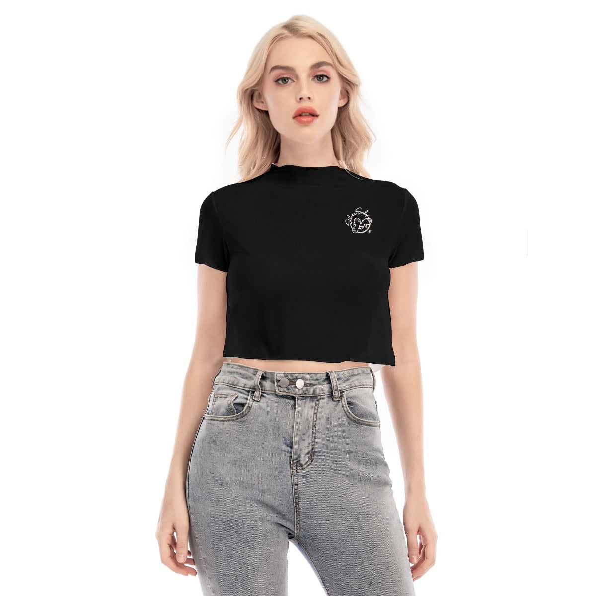 All-Over Print Women's Short Sleeves Mesh Crop Top
