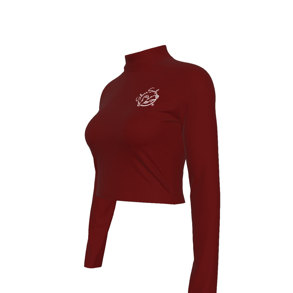 Eco-Friendly All-Over Print Women's Turtleneck T-shirt With Long Sleeve